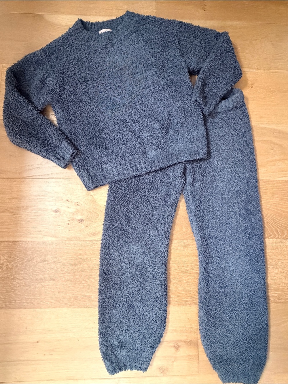 H&M Fuzzy Boucle Knit Sweater Jogger Loungewear Set Charcoal Gray XS Cozy Comfy